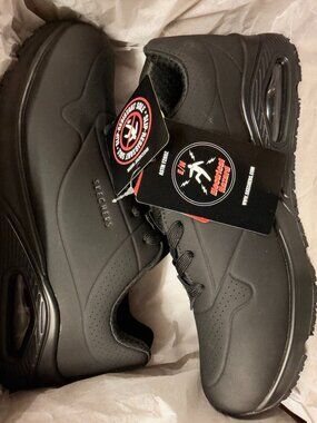 Skechers Work Uno SR Women's Black Slip Resistant Work Sneakers Size 10 New